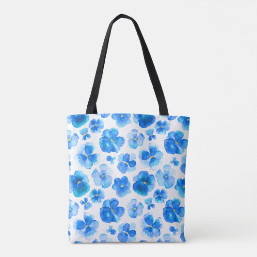 Pansy blue flower waterverf kunsttas tote bag (Achterkant)