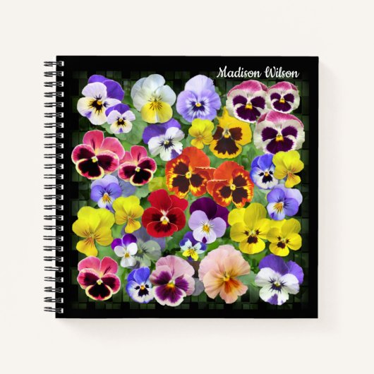  Pansy Collage Custom Name Notebook Notitieboek (Voorkant)