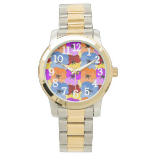 Pansy Collage Horloge