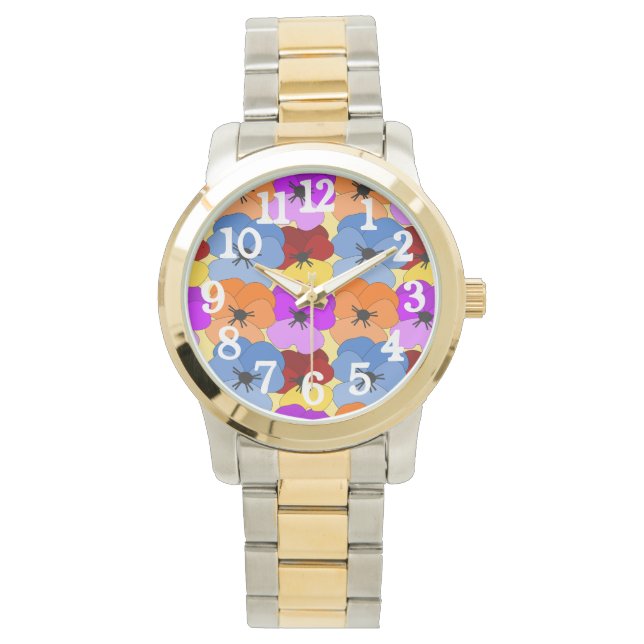 Pansy Collage Horloge (Voorkant)