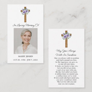 Pansy Cross-herdenkingsgebedskaart voor de begrafe Visitekaartje