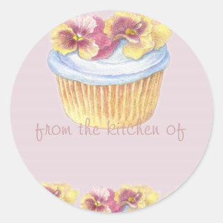 PANSY CUPCAKE ILLUSTRATION KITCHEN ETIKET