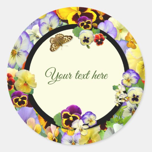 Pansy Design - voeg jouw tekst toe Ronde Sticker (Voorkant)