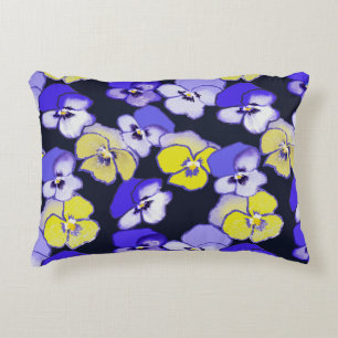 Pansy design Yellow Paars Blue Garden Flowers Accent Kussen