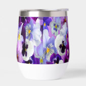 Pansy Floral Fleurs Violet Bleu Blanc Monogramme (Gauche)