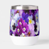 Pansy Floral Fleurs Violet Bleu Blanc Monogramme (Arrière)