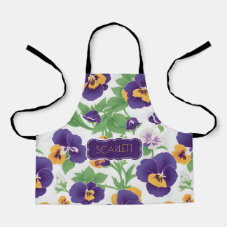 Pansy Floral Kleurrijk Gepersonaliseerd Patroon Schort