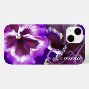 Pansy floral paars custom Case-Mate iPhone 14 hoesje