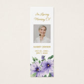 Pansy Floral Photo Funeral Memorial Bookmark (Devant)