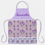 Pansy Floral Shabby Chic Lavendel Paarse Viola Schort (Voorkant)