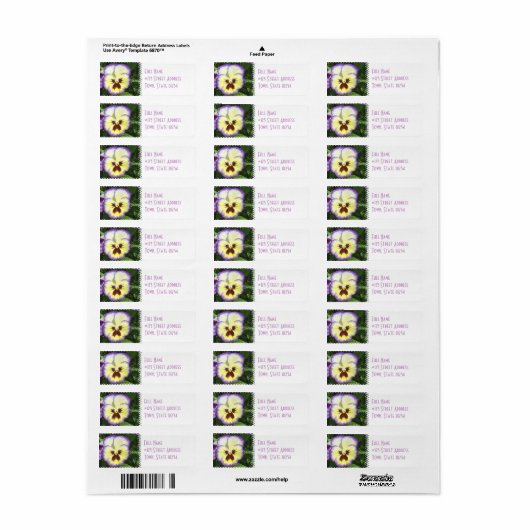 Pansy Flower Afbeelding Mailing Label (Full Sheet)
