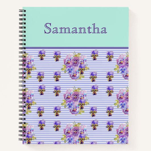 Pansy Flower Aqua floral Recette Carnet Journal (Devant)