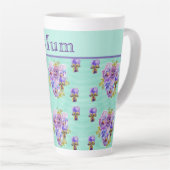 Pansy Flower Aqua Stripe floral Moederdag Latte Mok (Rechterhoek)