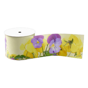 Pansy Flower Floral Grosgrain Ribbon Lint
