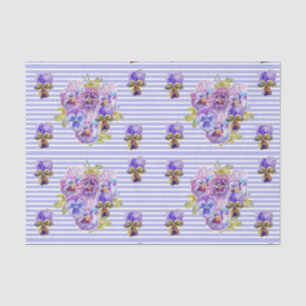  Pansy Flower Floral Lavendel Stripe Pattern Tissuepapier