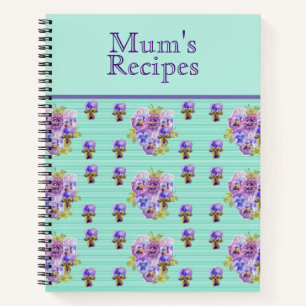 Pansy Flower floral Mum Recipe Journal Notitieboek