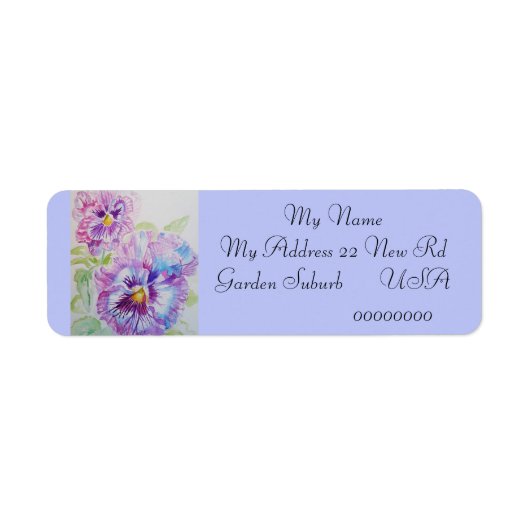 Pansy Flower Waterverf Return Address Labels (Voorkant)