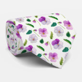 Pansy Flowers and Leaves Floral Stropdas (Opgerold)