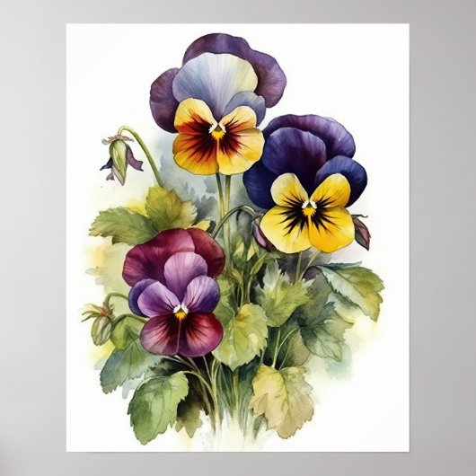 Pansy Flowers Art Print Poster (Voorkant)