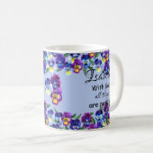 Pansy Flowers Floral Christelijke Schrift Naam Koffiemok (Voorkant rechts)