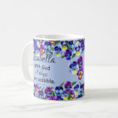 Pansy Flowers Floral Christelijke Schrift Naam Koffiemok (Voorkant links)