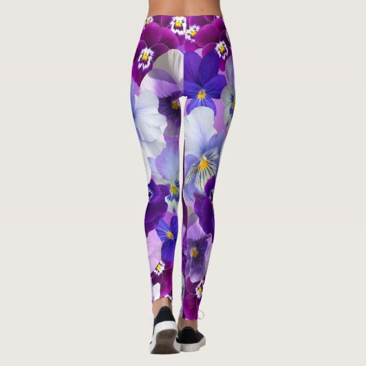 Pansy Flowers Paars Violet en Blue Leggings (Achterkant)