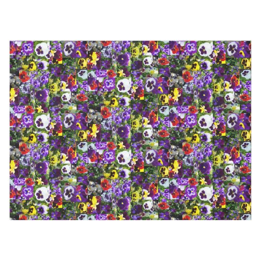 Pansy Fotocollage: Kaleidoscoop van Bloemschoonhei Tafelkleed (Voorkant (Horizontaal))