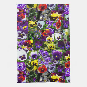 Pansy Fotocollage: Kaleidoscoop van Bloemschoonhei Theedoek