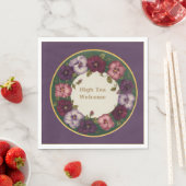 Pansy High Tea Napkins • Deep Plum & Gold Servet (Insitu)