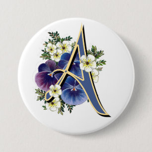 Pansy Initiaal - A Ronde Button 7,6 Cm