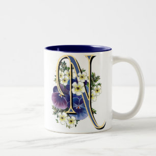 Pansy Initiaal - N Tweekleurige Koffiemok