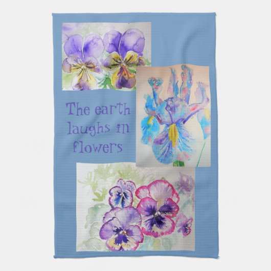 Pansy Iris Viola Flower Flowers Kitchen Tea Towel Theedoek (Verticaal)
