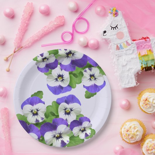 Pansy Lila Paarse Feest Flower Garden Lunch Papieren Bordje (Feest)