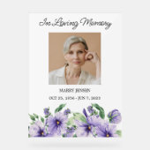 Pansy Memorial Photo Funeral Acrylic Sign (Recto)