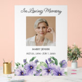 Pansy Memorial Photo Funeral Acrylic Sign (Mariage)