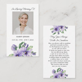 Pansy Memorial Photo Funeral Prayer Card Visitekaartje