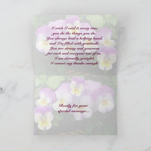 Pansy ~ Merci ~ Carte ~ (Intérieur)