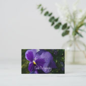 Pansy met waterdruppels visitekaartje (Staand voorkant)