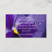 Pansy met waterdruppels visitekaartje (Achterkant)