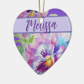 Pansy Paarse Waterverf  bloem Keramisch Ornament (Links)