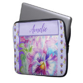 Pansy Paarse Waterverf  bloem Laptop Sleeve (Voorkant Links)