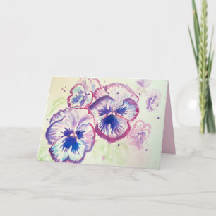 Pansy Panies Purple Flowers Bloemen Waterverf Kaart