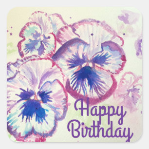 Pansy Pansies Paarse Bloem Bloem Roze Vierkante Sticker