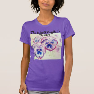 Pansy Pansies Paarse Waterverf Bloem Bloem Roze T-shirt
