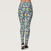  Pansy Paradise Modern chique patroon Leggings (Achterkant)