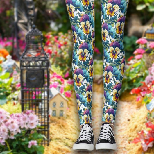  Pansy Paradise Modern chique patroon Leggings