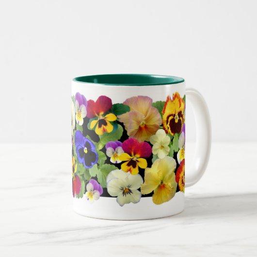 Pansy Patchwork Mug de café à deux tons (Devant droit)