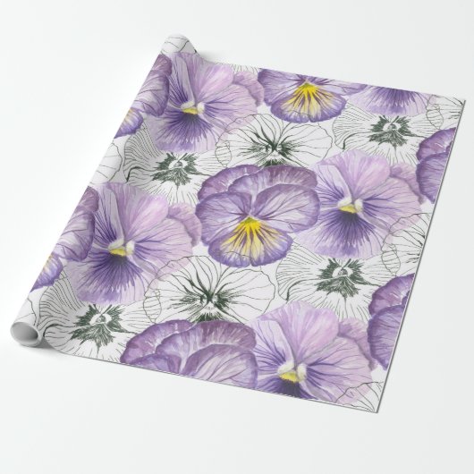 Pansy patroon cadeaupapier (Uitgerold)