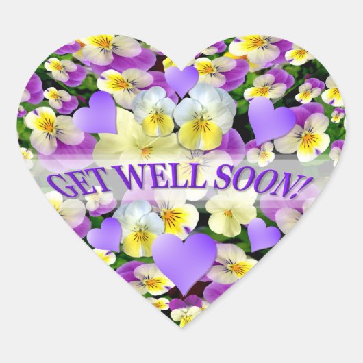 Pansy Perfect Get Well Wishes Hart Sticker (Voorkant)
