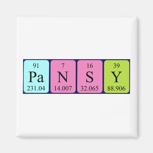 Pansy Periodieke Naam magnet Magneet (Voorkant)